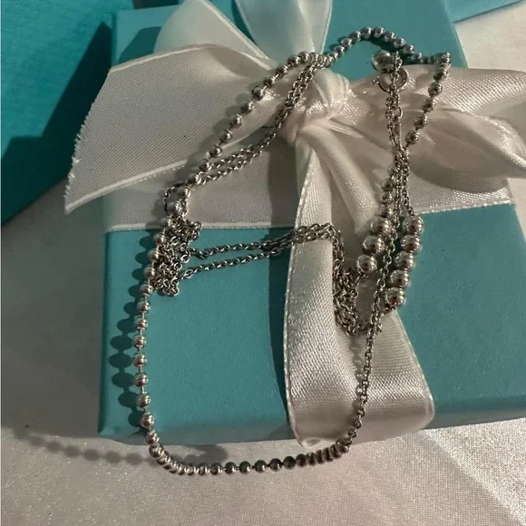 Tiffany & Co 30” long mixed bead chain